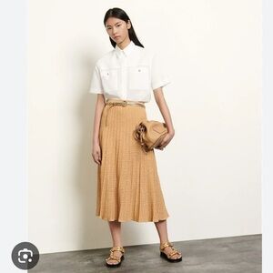 VGC Sandro Allea Metallic Knit Midi Skirt - Gold